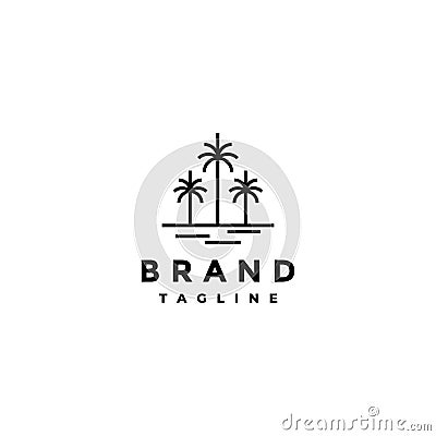 Simple Three Palm Dates Tree Logo Design Vector Illustration