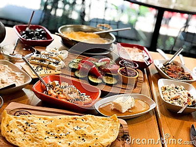 Simple traditional Turkish breakfast Editorial Stock Photo