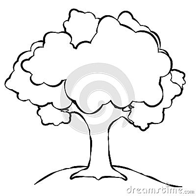 Simple Tree Line Art Cartoon Illustration