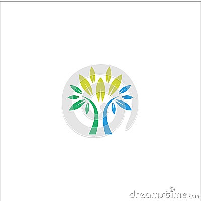 Simple tree logo design concept Vector Illustration