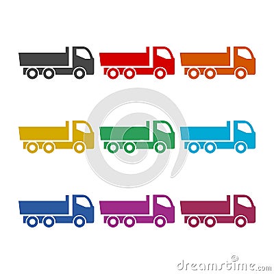 Simple truck icon, truck symbol, color icons set Stock Photo