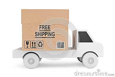 Simple Truck Load with Free Shipping Box Stock Photo