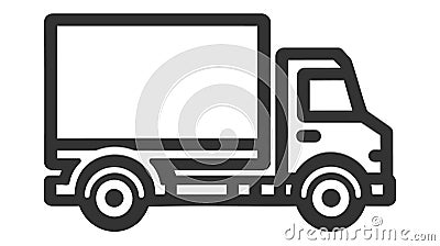 Simple truck silhouette, Delivery icon on white background Stock Photo
