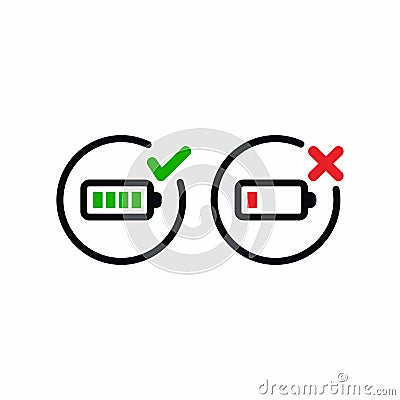 Simple True or False Battery Rules Vector Icon Vector Illustration