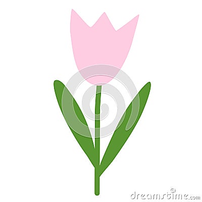 Simple tulip flower, spring design element, doodle style vector Vector Illustration