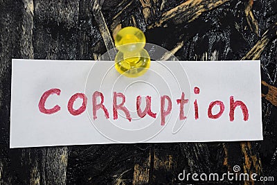 A simple and understandable inscription, corruption Stock Photo