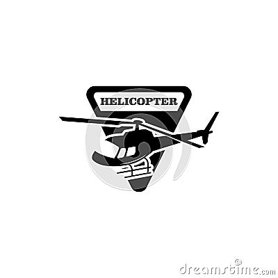 Simple Flat Helicopter Logo Design Vector Stock Image Cartoon Illustration