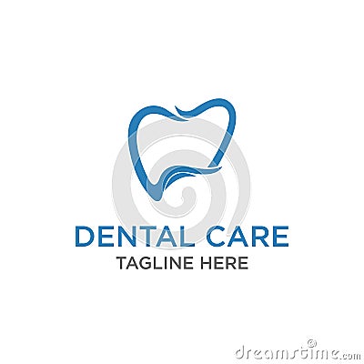 Simple unique modern Creative dental care clean blue teeth logo vector Vector Illustration