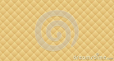 Simple upholstery quilted background. Gold leather texture sofa backdrop. Vector illustration Vector Illustration