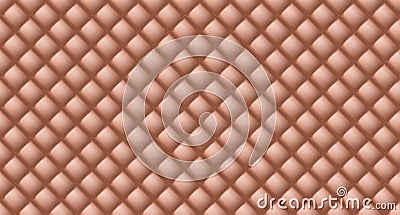 Simple upholstery quilted background. Quilted stitched background pattern. Brown leather texture sofa backdrop. Seamless texture Vector Illustration