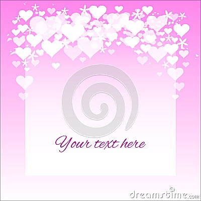 Simple Valentine card with hearts and flowers; pink Stock Photo