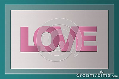 Simple Valentine`s day card PaperCraft vintage style with word L Stock Photo