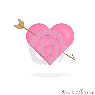 Simple Valentine`s Day cupid heart vector icon Vector Illustration