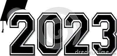 2023 Simple Varsity Letters Logo Black and white Vector Illustration