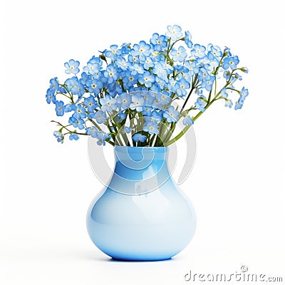 Simple Vase Forget-me-not Beautiful Decor For Any Space Stock Photo