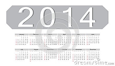 Simple vector 2014 calendar Vector Illustration