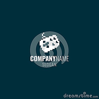 Simple vector 1bit pixel art logo of gamepad console for video games Vector Illustration