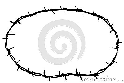 Simple Vector Black oval Frame Hand Draw sketch Barb Wire Vector Illustration