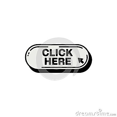 Vector Button Design Click Here Call to Actio. Vector Illustration