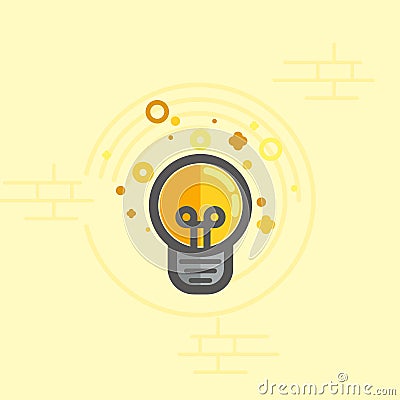 Simple vector color icon of a bulb. Traditional round form. Vector Illustration