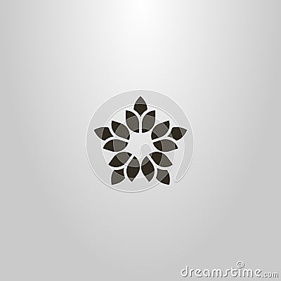 Simple vector flat art outline sign of decorative five-petal star-shaped flower Stock Photo