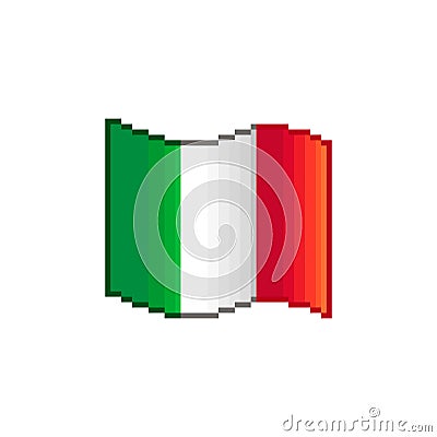 Simple vector flat pixel art illustration of flowing flag of Italy Vector Illustration