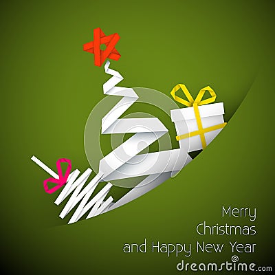 Simple vector green christmas card illustration Vector Illustration