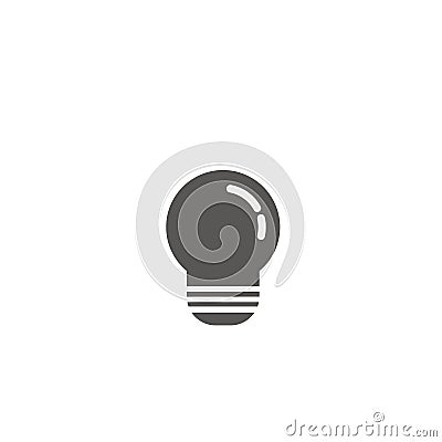 Simple vector icon of a bulb. Traditional round form. Silhouette. Vector Illustration