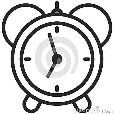 Simple Vector Icon of a classic alarm clock in line art style. Pixel perfect. Basic education element. Vector Illustration