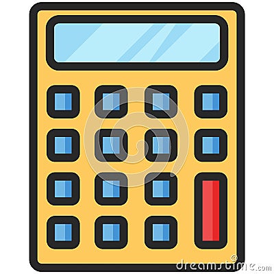 Simple Vector Icon of a classic calculator in flat style. Pixel perfect. Basic education element. Vector Illustration