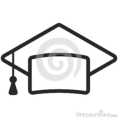 Simple Vector Icon of a classic graduate cap in line art style. Pixel perfect. Basic education element. Vector Illustration