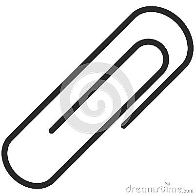 Simple Vector Icon of a classic paper clip in line art style. Pixel perfect. Basic education element. Vector Illustration