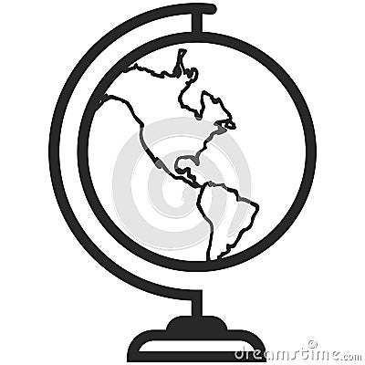 Simple Vector Icon of a classic school globe in line art style. Pixel perfect. Basic education element. Vector Illustration