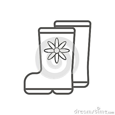 Simple vector icon of gum boots. Green color. Vector Illustration