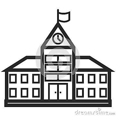 Simple Vector Icon of a school building in line art style. Pixel perfect. Basic education element. Vector Illustration