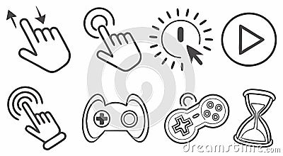 Simple Vector Icons Representing User Interface Interactions Vector Illustration