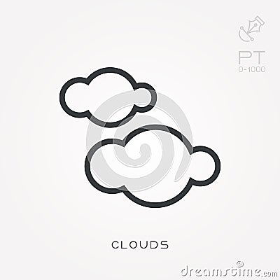 Simple vector illustration with ability to change. Line icon clouds Vector Illustration