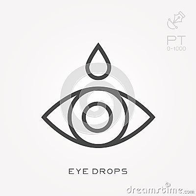 Simple vector illustration with ability to change. Line icon eye drops Vector Illustration