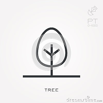 Simple vector illustration with ability to change. Line icon tree Vector Illustration