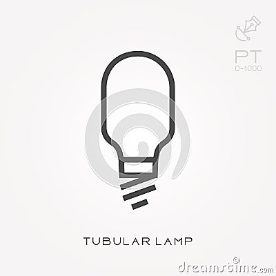 Simple vector illustration with ability to change. Line icon tubular lamp Vector Illustration
