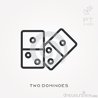 Simple vector illustration with ability to change. Line icon two dominoes Vector Illustration