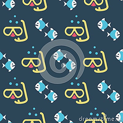 Simple vector illustration with ability to change. Pattern with diving mask Vector Illustration