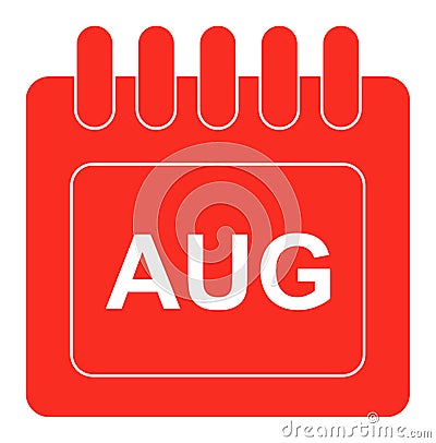 Vector august on monthly calendar red icon Vector Illustration