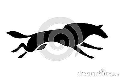 Illustration of a black running wolf or dog Vector Illustration