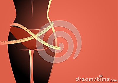 Ideal woman waist with measuring tape Vector Illustration