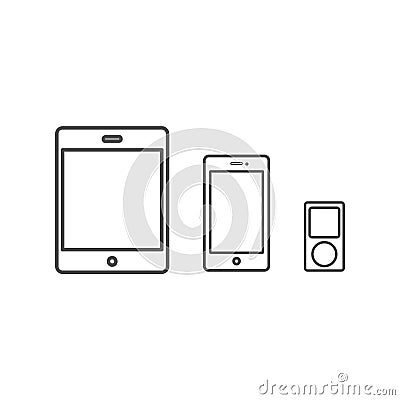 IPad, iPod and iPhone icon vector illustration Cartoon Illustration