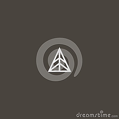 Simple vector line art geometric outline iconic sign of triangular abstract spruce Stock Photo