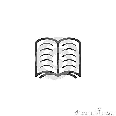 Simple vector line art outline icon of the open book Stock Photo