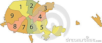 Pastel map of raions districts of Minsk, Belarus Vector Illustration