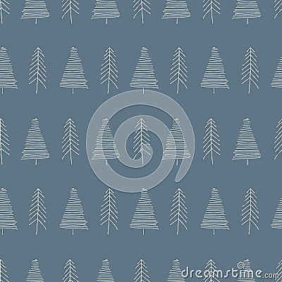 Simple vector pattern with conifers on dark blue Stock Photo